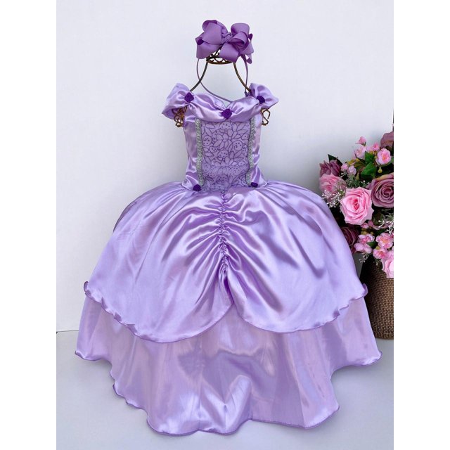 Fantasia vestido infantil princesa Sofia lilás